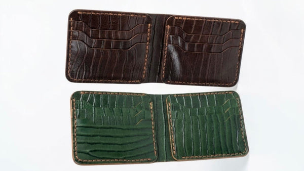 Handmade Leather Wallets for Men: Crocodile-Embossed & Slim