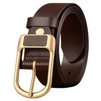 Retro Men's Genuine Leather Cowhide Waist Belt - Alloy Pin Buckle, Casual Business Trouser Belt