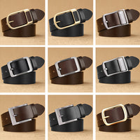 Retro Men's Genuine Leather Cowhide Waist Belt - Alloy Pin Buckle, Casual Business Trouser Belt
