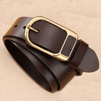 Retro Men's Genuine Leather Cowhide Waist Belt - Alloy Pin Buckle, Casual Business Trouser Belt