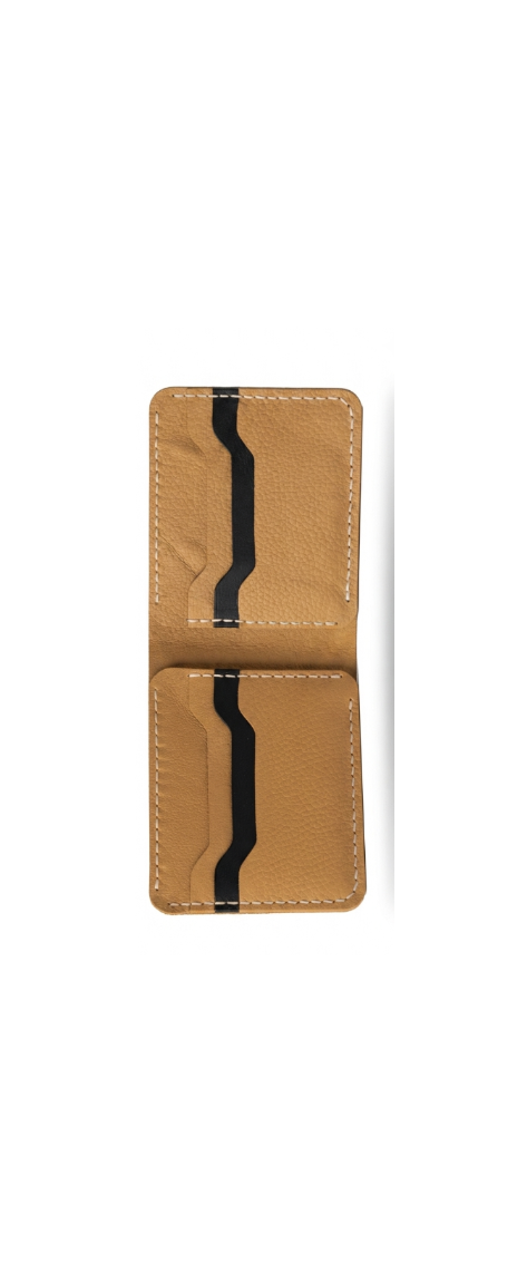 Brown Leather Bi-Fold Wallet for Men, 6 Card Slot 2 hidden and 1 cash pocket