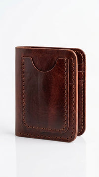 Genuine Leather Mini Wallet – Slim Card Holder with 6 Card Slots 2 pocket outside & Cash Pocket