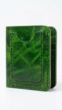 Genuine Leather Mini Wallet – Slim Card Holder with 6 Card Slots 2 pocket outside & Cash Pocket