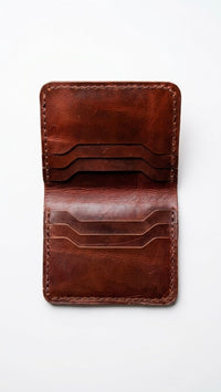 Genuine Leather Mini Wallet – Slim Card Holder with 6 Card Slots 2 pocket outside & Cash Pocket