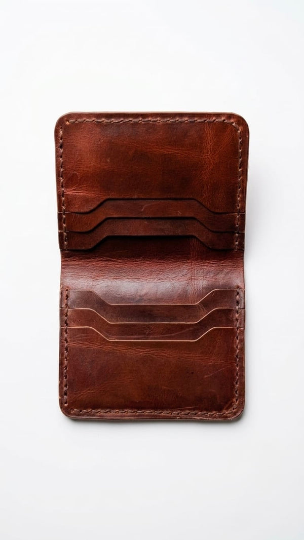 Genuine Leather Mini Wallet – Slim Card Holder with 6 Card Slots 2 pocket outside & Cash Pocket